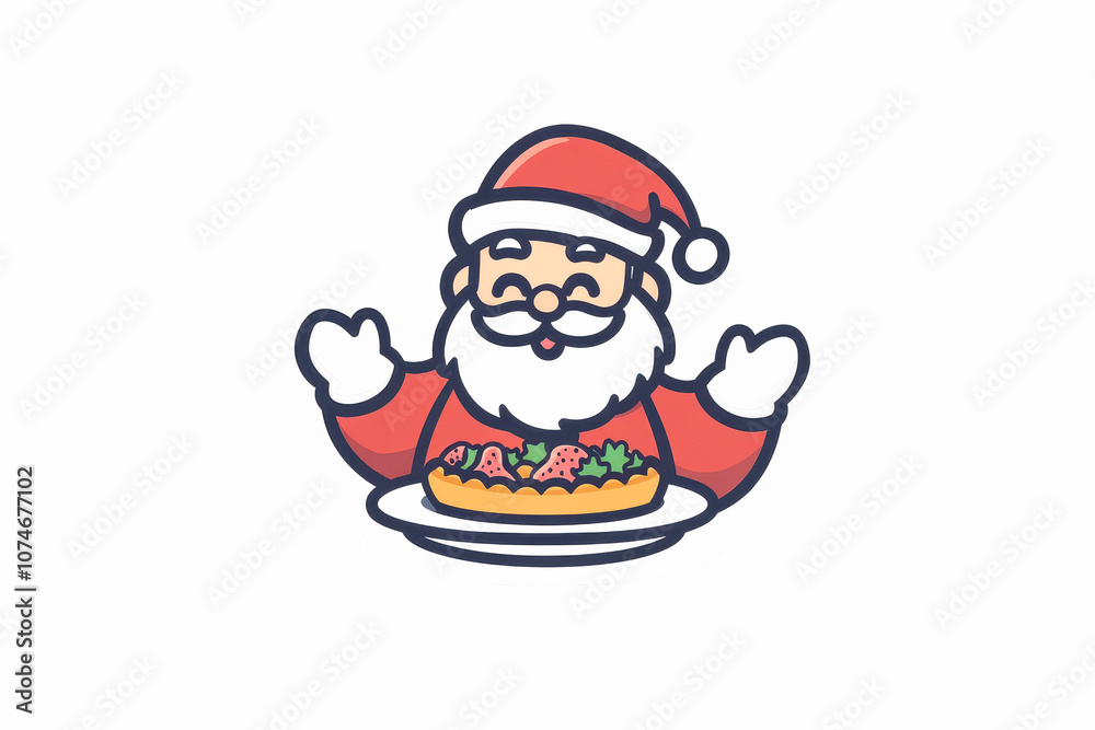A cheerful Santa Claus presenting a festive plate of delicious treats, embodying the spirit of Christmas and holiday celebrations. A cheerful Santa Claus presenting a festive plate of delicious treats, embodying the spirit of Christmas and holiday celebrations.