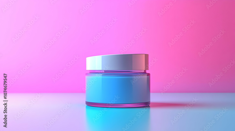 Glass Jar Mockup with Blue and Pink Gradient Background 3D Illustration Glass Jar Mockup with Blue and Pink Gradient Background 3D Illustration