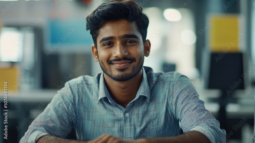 Obraz premium Young Man Working at Desk