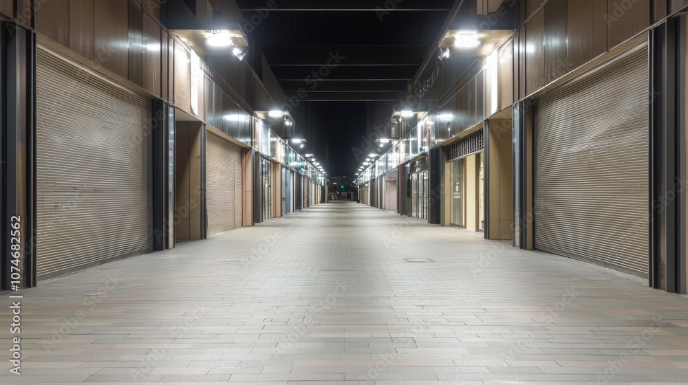 Abandoned Urban Landscape: Empty Streets and Closed Shops in Dim Light Symbolizing Financial Hardships and Isolation Abandoned Urban Landscape: Empty Streets and Closed Shops in Dim Light Symbolizing Financial Hardships and Isolation