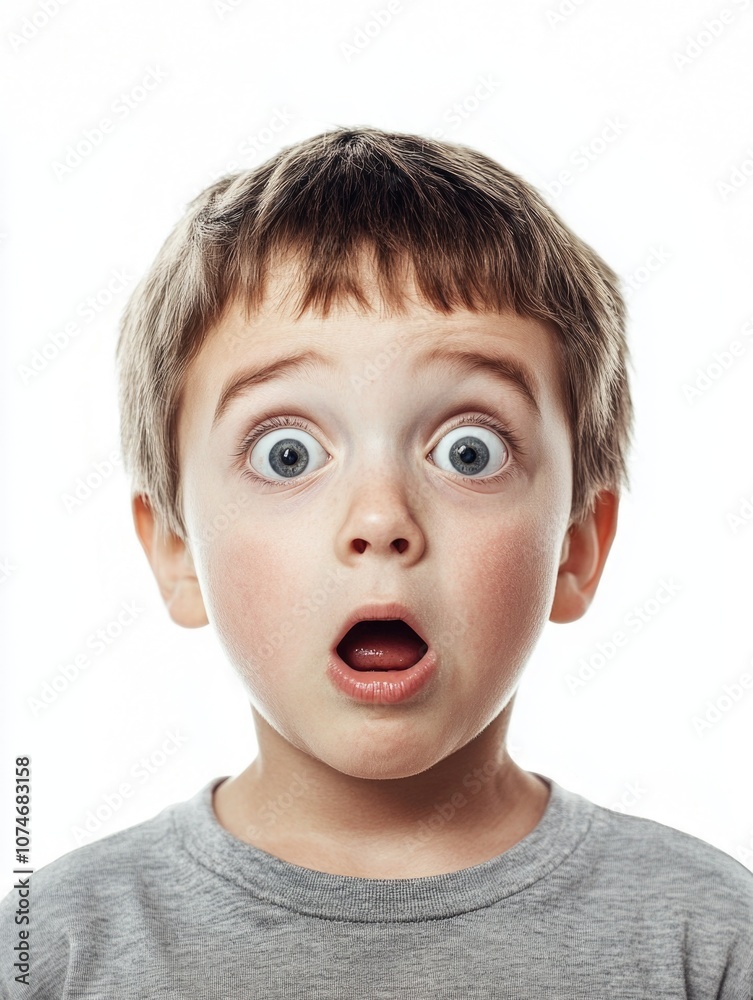 Surprised look on young boy's face
