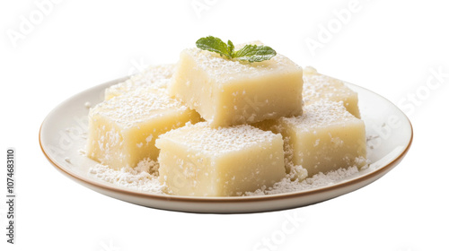 Barfi on plate isolated white background