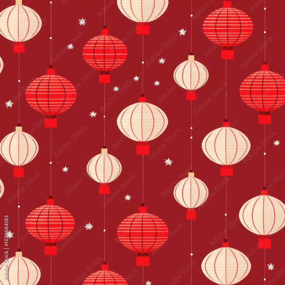 Fototapeta premium Chinese red lanterns pattern backgrounds shape.