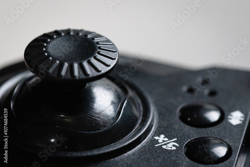 Closeup of Joystick and auto return button on a remote for uav, drone, quadcopter.