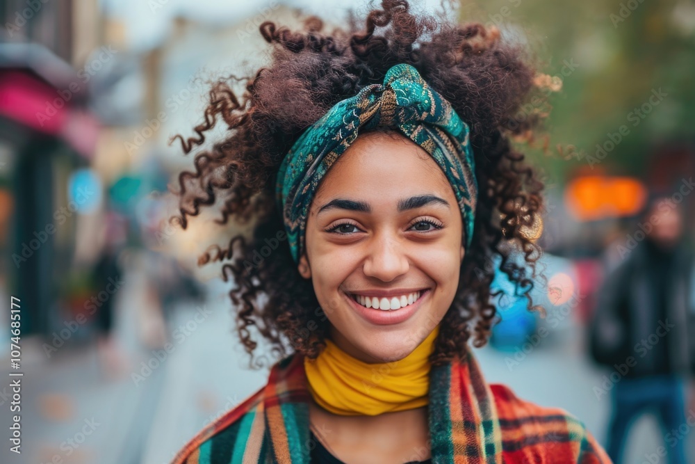 A woman with curly hair smiling broadly for the camera. A woman with curly hair smiling broadly for the camera.