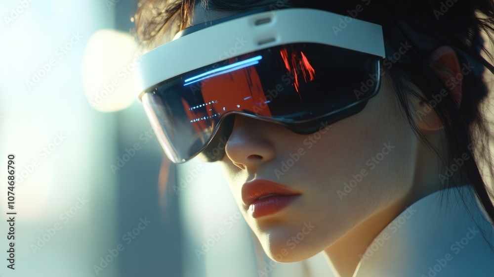 An image of a woman with sunglasses and futuristic VR goggles, set in a modern, cyberpunk-inspired cityscape. An image of a woman with sunglasses and futuristic VR goggles, set in a modern, cyberpunk-inspired cityscape.