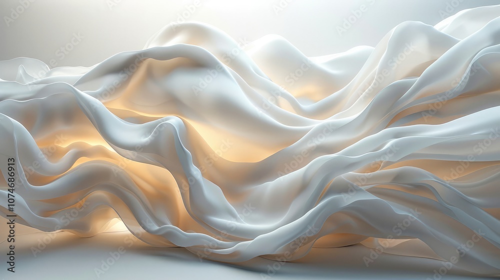 Fototapeta premium Flowing white cloth background. 3d rendering.