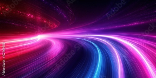 Vibrant Abstract Light Trails in Motion with a Dark Background Capturing Energy and Dynamic Flow of Colorful Illumination for Creative and Futuristic Designs