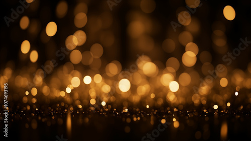 Golden bokeh blur abstract background with soft shimmering lights