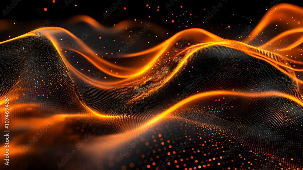 Abstract 3D Orange and Black Wavy Lines Background Abstract 3D Orange and Black Wavy Lines Background