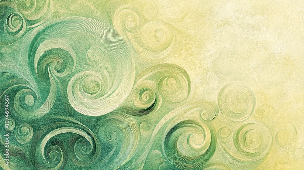 Abstract swirling green and yellow textured background with artistic curves Abstract swirling green and yellow textured background with artistic curves