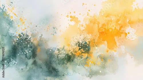 Dynamic abstract watercolor art with splashing blue and yellow tones