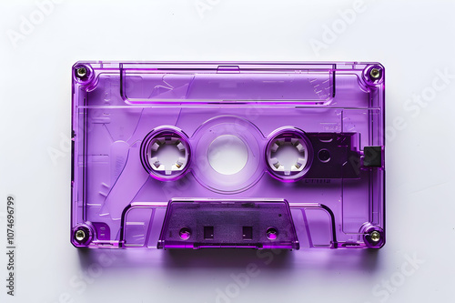 top view of purple cassette isolated on white