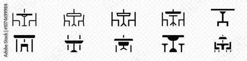 dinning table icon, Dining table icon isolated on transparent background, dinning room silhouette icon