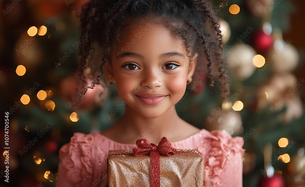 Excited Child Holding a Gift on Special Occasion Excited Child Holding a Gift on Special Occasion