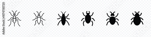 bug icon set, bug animal vector line icon, Beetle bug vector icon on white background