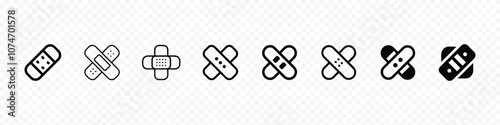 bandage vector icon. bandage line icon set, Medical plaster vector icons. Wound sticker, medical bandage icon. Adhesive plaster.
