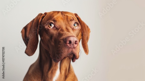 close-up Hungarian hound pointer vizsla on a white background