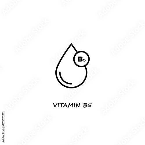 Vitamin b5 icon. Organic skin care and cosmetics. Organic cosmetic components for healthy and hydrated skin. Vector linear icon