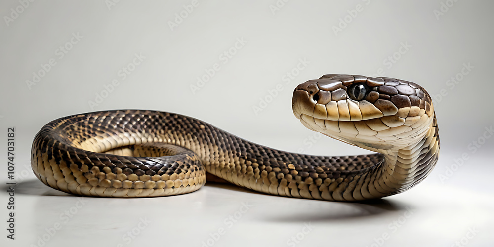 a coiled snake with various unique patterns and types, lying on a white background. Realistic view. created with generative AI a coiled snake with various unique patterns and types, lying on a white background. Realistic view. created with generative AI