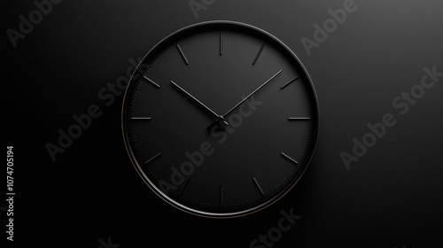 Wallpaper Mural A minimalist black wall clock with sleek hour and minute hands on a dark background. Torontodigital.ca