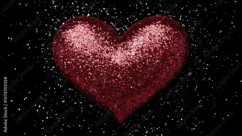 Heart with Red Sequins and Glitter Explosion Heart with Red Sequins and Glitter Explosion