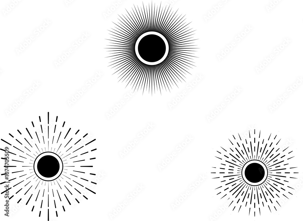 Sunburst. Rays. Sunburst vector icons. Rays in simple retro design. Sun rays. Vector illustration Sunburst. Rays. Sunburst vector icons. Rays in simple retro design. Sun rays. Vector illustration