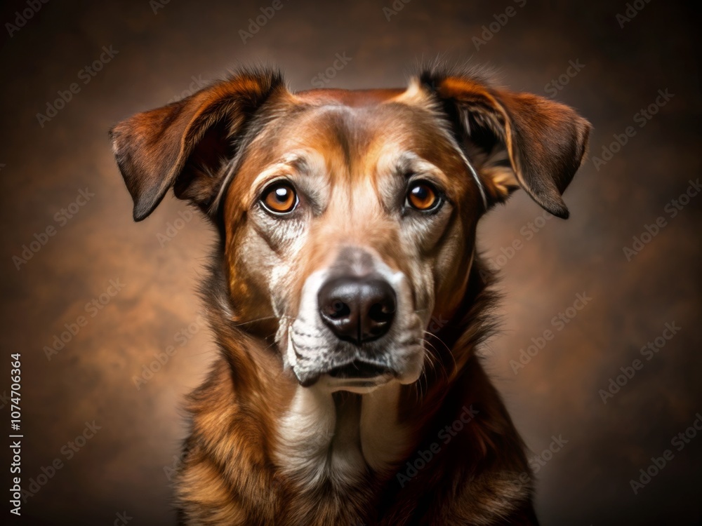 Portrait of a Majestic Old Mixed Breed Dog Displaying Wise Expressions and Warm Tones in a Studio Setting Captured with Stunning Detail Portrait of a Majestic Old Mixed Breed Dog Displaying Wise Expressions and Warm Tones in a Studio Setting Captured with Stunning Detail