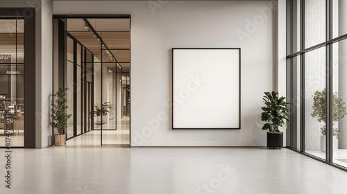 Utilize a blank white screen mockup for effective advertising in open shopping spaces