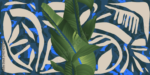 Hand drawn ethnic botanical abstract shapes pattern. Collage contemporary unique print. Fashionable template for design.