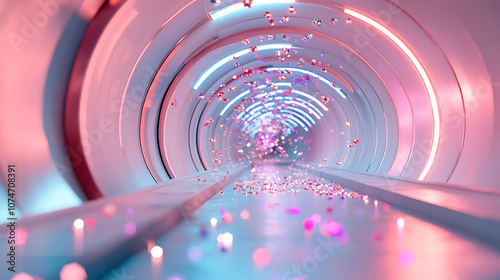 Fototapeta Naklejka Na Ścianę i Meble -  Glowing Pink Crystal Tunnel