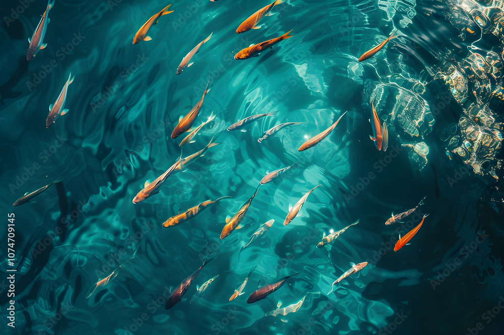 custom made wallpaper toronto digitaltop view of fish swimming in mediterranean sea