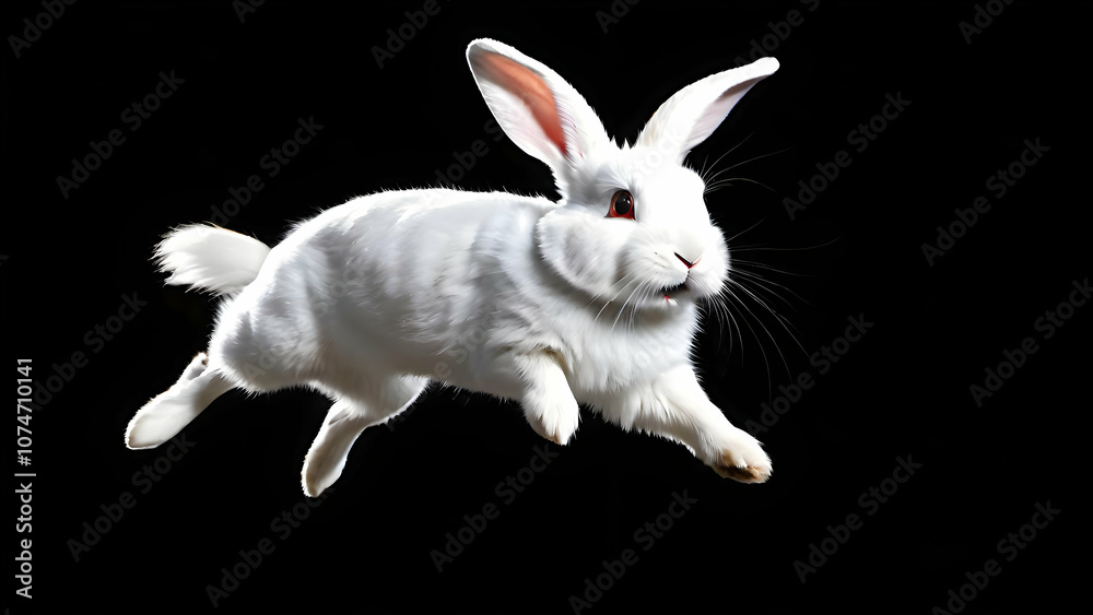 Fototapeta premium Hare rabbit bunny isolated on black background