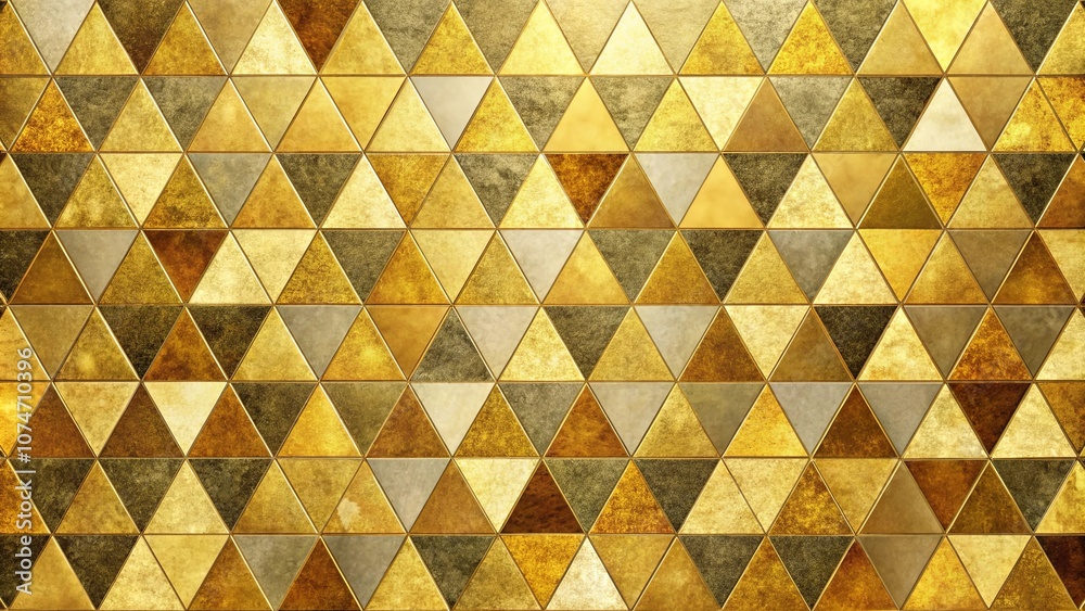 Golden Triangular Pattern with Variations in Hue and Texture for Elegant Background or Design Element Golden Triangular Pattern with Variations in Hue and Texture for Elegant Background or Design Element
