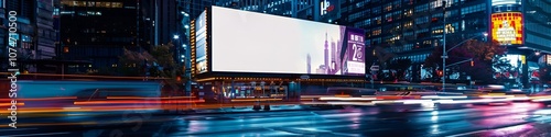  City Night Billboard with Motion Blur Effect