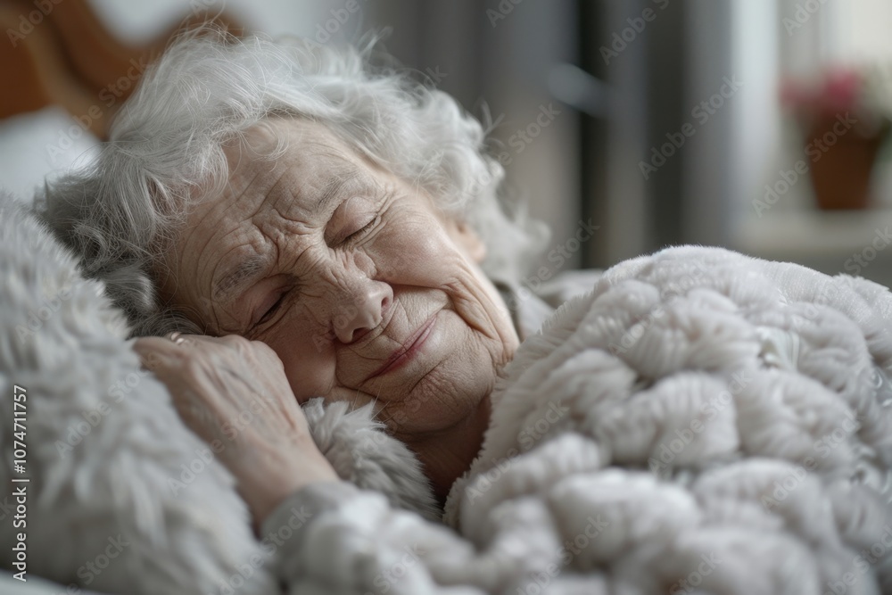 Peaceful Elderly Woman Enjoying Restful Sleep Peaceful Elderly Woman Enjoying Restful Sleep