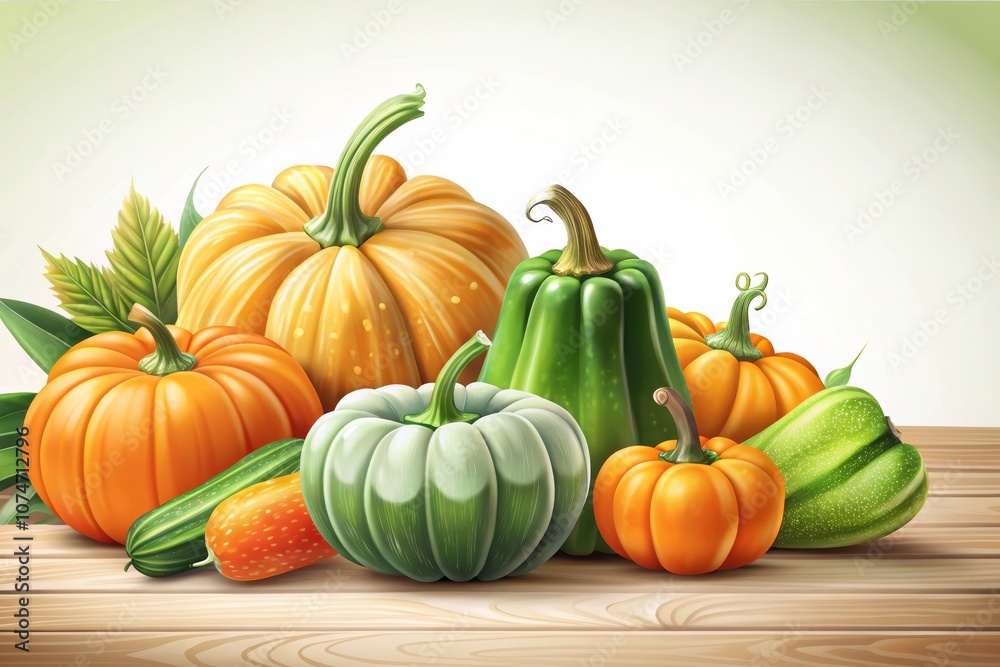 Vibrant Collection of Organic Pumpkins and Zucchini Icons Perfect for Farm-Themed Projects, Celebrating Harvest, Nature, and Agricultural Abundance in a Colorful Arrangement Vibrant Collection of Organic Pumpkins and Zucchini Icons Perfect for Farm-Themed Projects, Celebrating Harvest, Nature, and Agricultural Abundance in a Colorful Arrangement