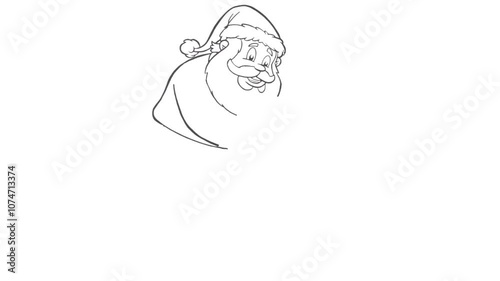 Santa with a present next to a festive tree, capturing the spirit of Christmas giving