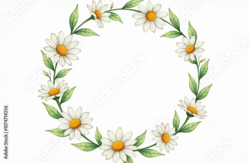 Wreaths, floral frames, watercolor daisy flowers, Illustration. Isolated on white background. Perfectly for greeting card design.