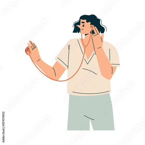 Woman Doctor Character as Professional Hospital Worker with Stethoscope Vector Illustration