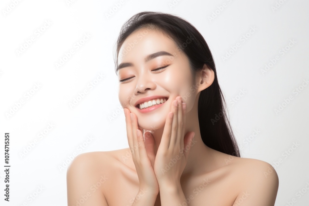 Young korean woman skin portrait smiling.