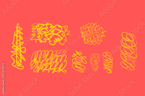 One line art. Random Shapes Organic Black Blobs. Outline 2d vector image. Sticker for social media. Backdrop.