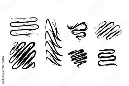 One line art. Random Shapes Organic Black Blobs. Outline 2d vector image. Sticker for social media. Backdrop.