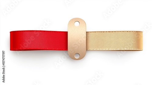 Elegant Red and Gold Ribbon Style Badge Isolated on White Background Suitable for Stylish Labeling Awards Certificates and Premium Branding