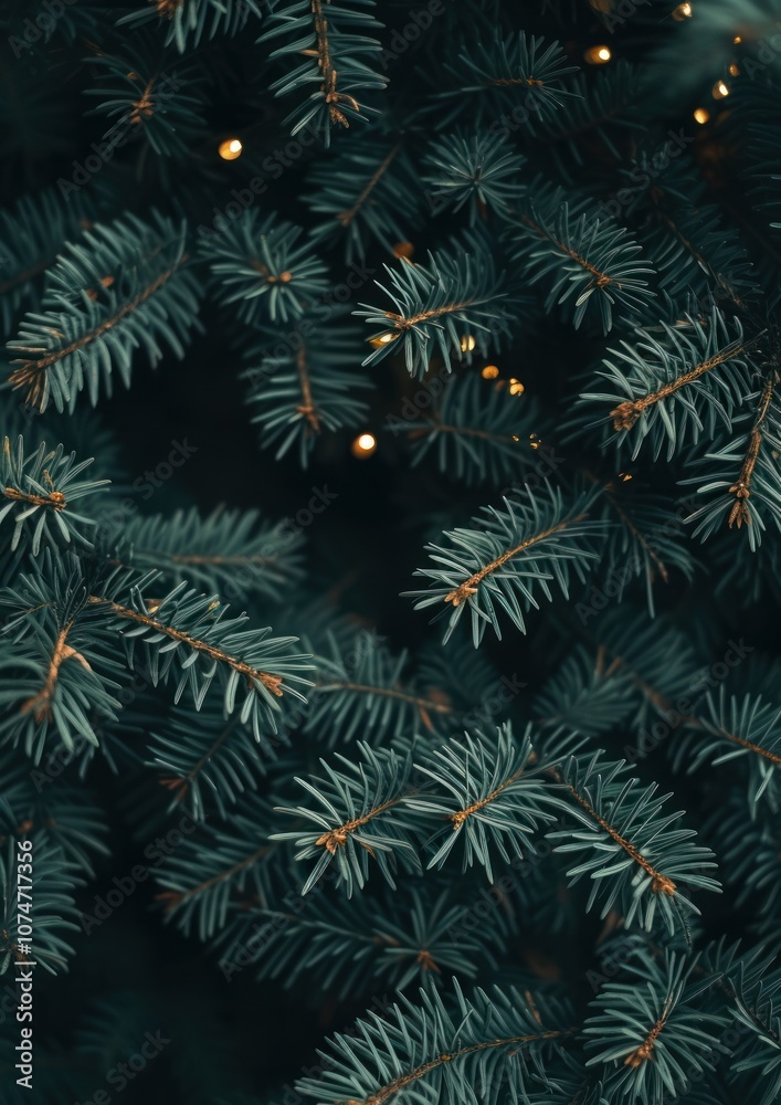 Pine leaves texture with small lights christmas plant green. Pine leaves texture with small lights christmas plant green.