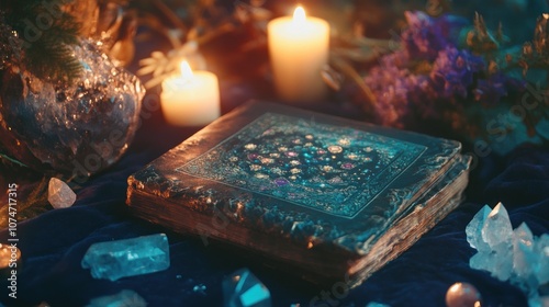 Mystical Book and Candles photo