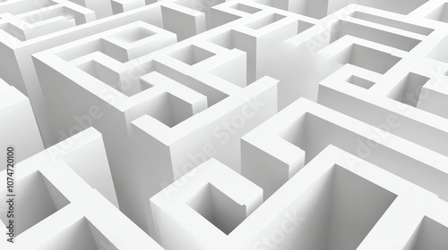 A white, 3D rendered maze.