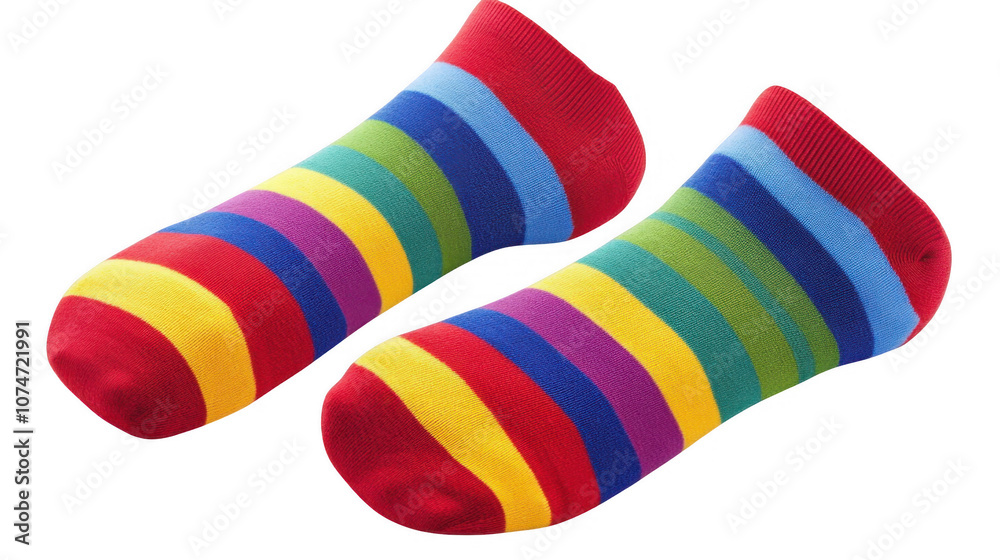 Obraz premium Rainbow Striped Ankle Socks Colorful Hosiery Fun Footwear
