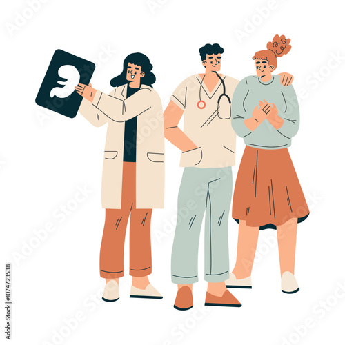 Pregnancy Planning with Young Woman at Doctor Appointment Do Screen Vector Illustration