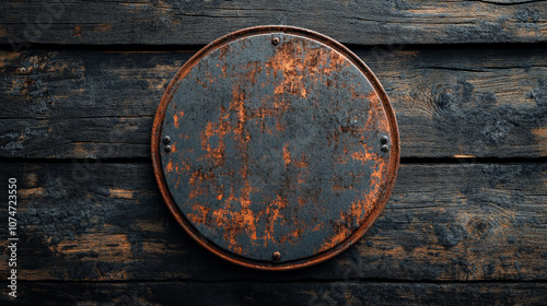 an empty circular vintage metal sign mockup